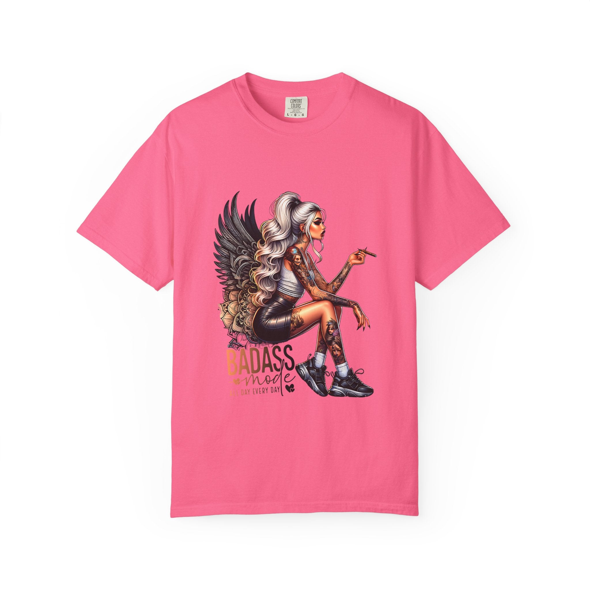 Badass Girl Garment-Dyed T-shirt, Rebel Chick Tee, Edgy Feminist Top, Cool Girl Tshirt, Unisex Graphic Shirt, Unique Streetwear Style