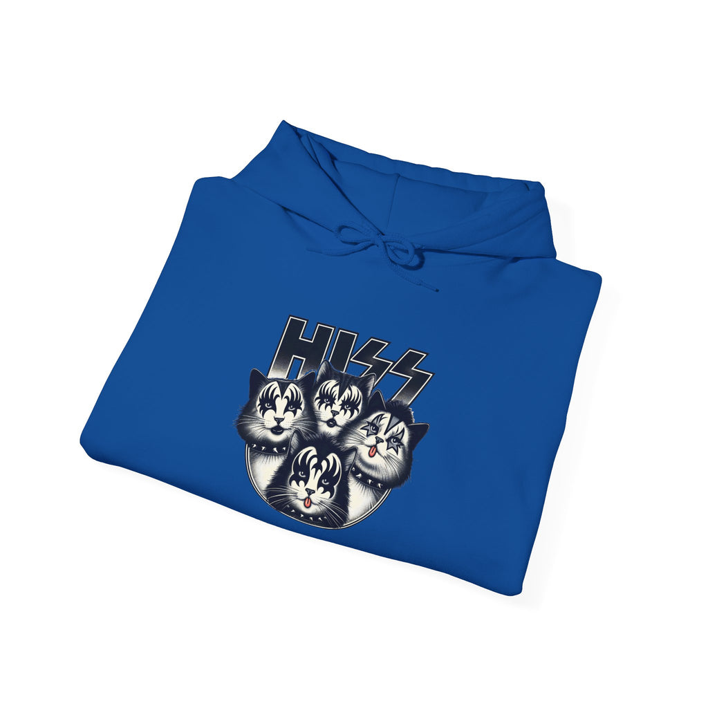 Cat Faces Kiss Music Band Hoodie Sweatshirt - Unisex Pullover, Cat Mom/Dad Gift, Rocker Pet Owner, Graphic Jacket, Cat Lover Apparel, Feline