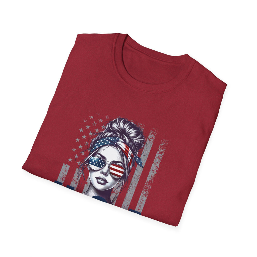 Patriotic Tee, America Shirt, July 4th Clothing, Red White Blue Top, All Gender Softstyle T-Shirt