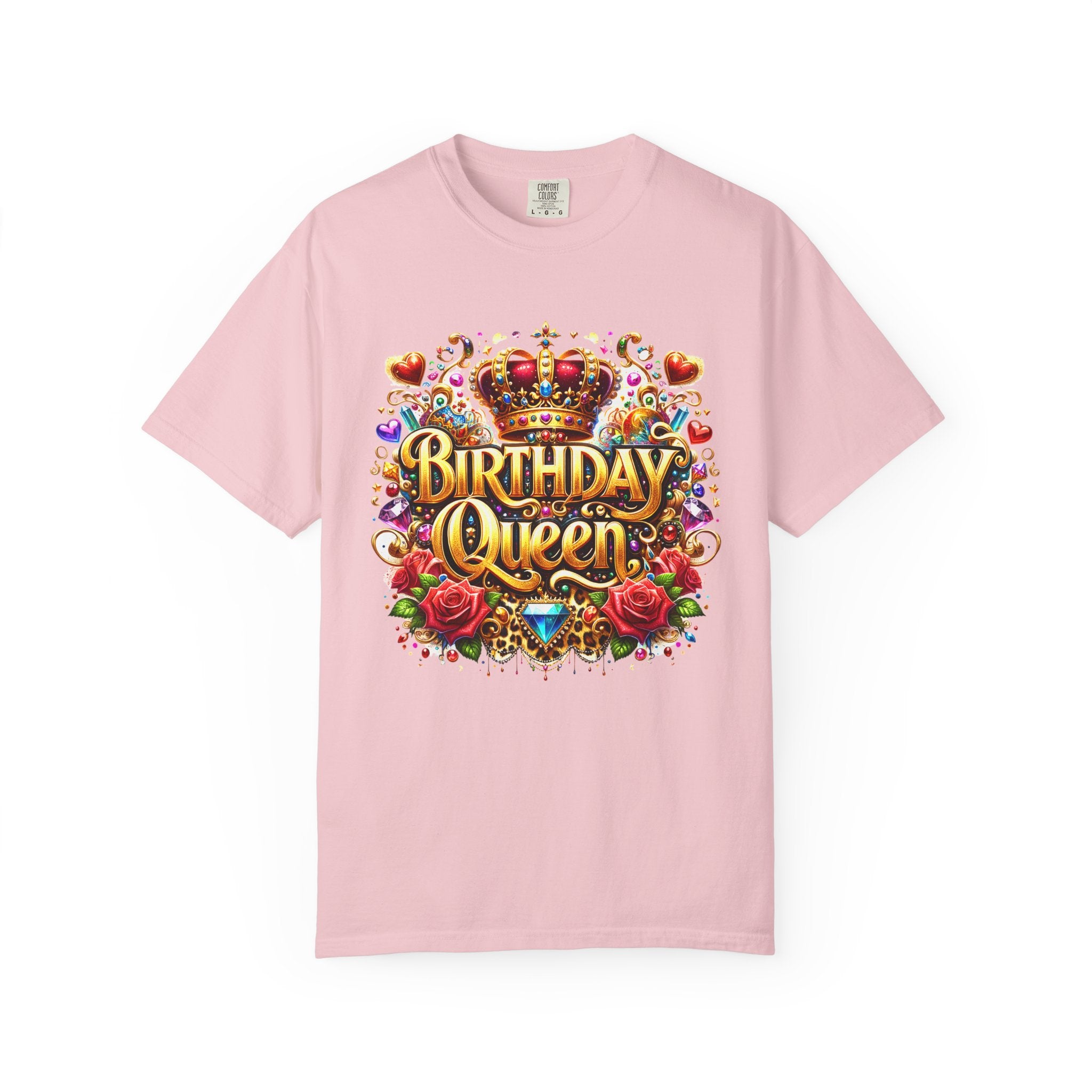 Birthday Queen T-Shirt | Crown, Roses, Colorful Confetti