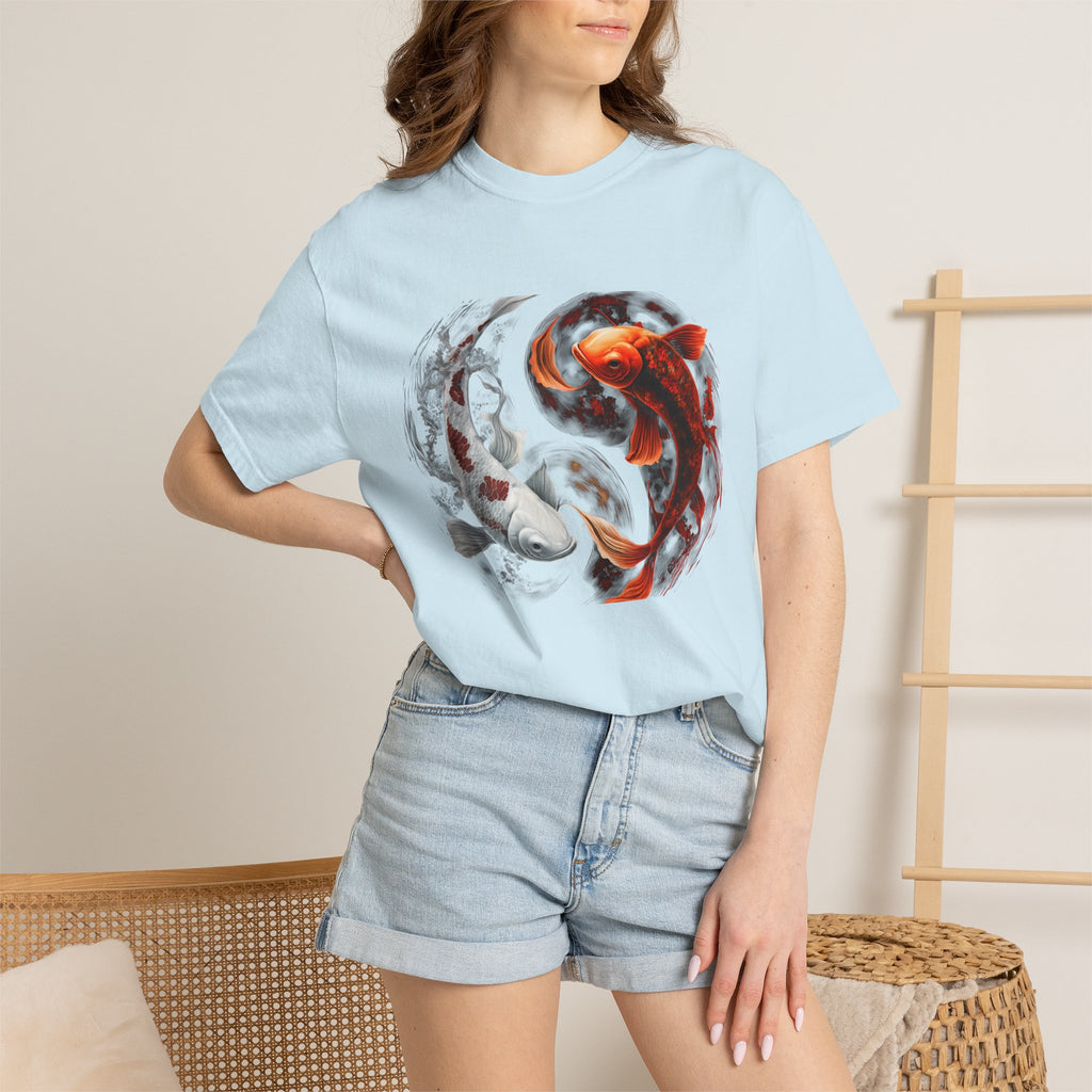 Koi Yin Yang T-Shirt — Red & White Koi Fish Graphic Tee