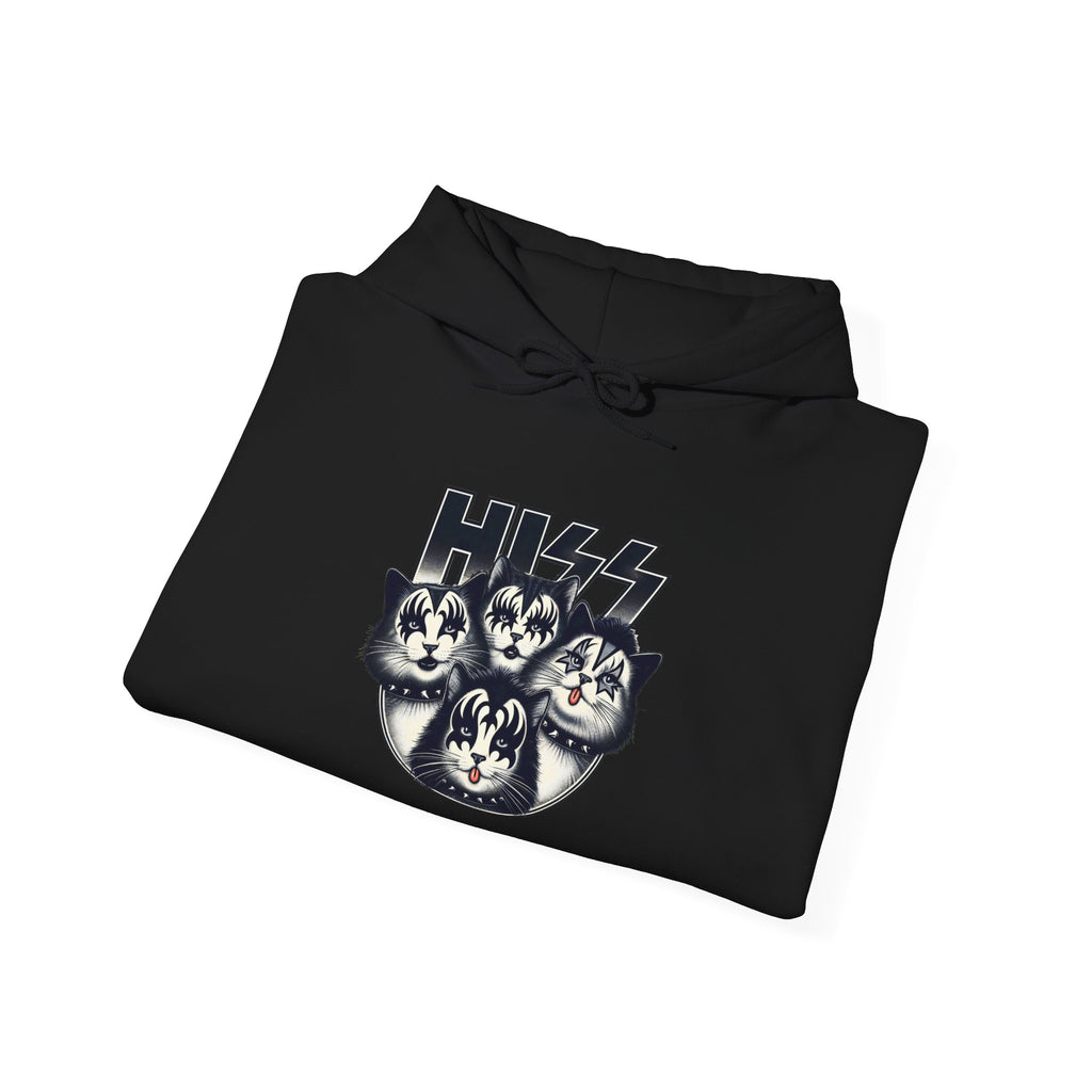 Cat Faces Kiss Music Band Hoodie Sweatshirt - Unisex Pullover, Cat Mom/Dad Gift, Rocker Pet Owner, Graphic Jacket, Cat Lover Apparel, Feline