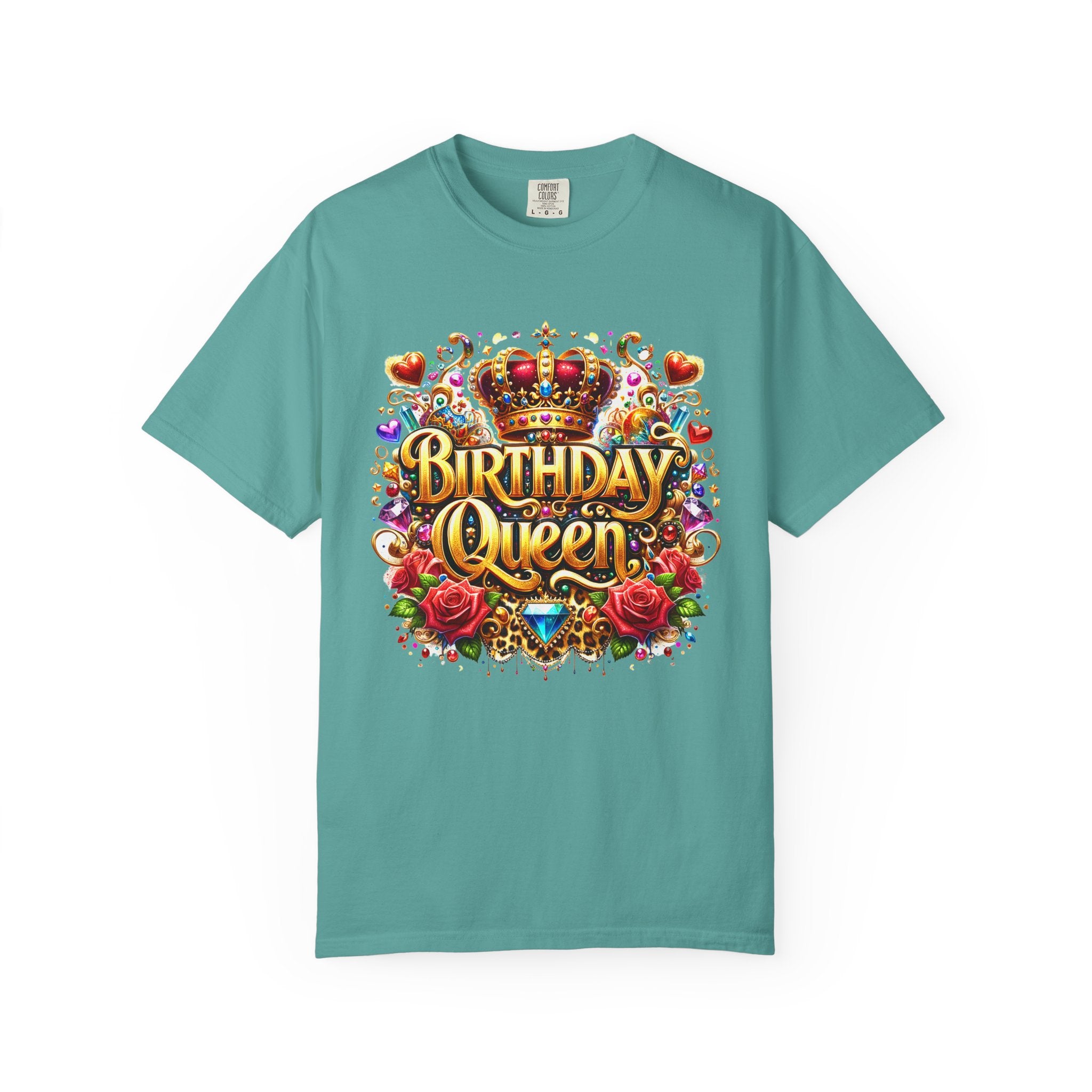 Birthday Queen T-Shirt | Crown, Roses, Colorful Confetti