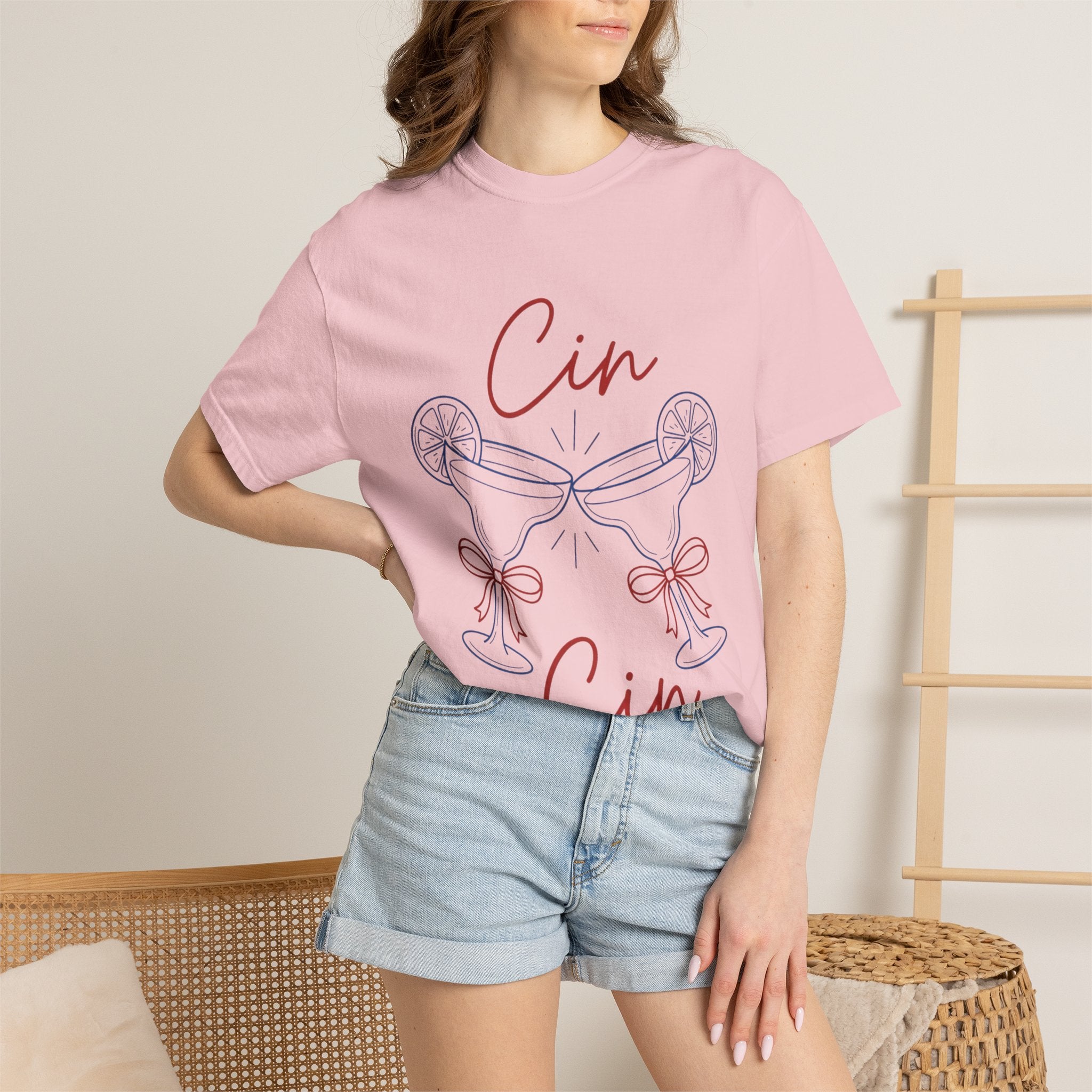 Cin Cin Cheers T-Shirt — Minimal Champagne Toast Graphic Tee